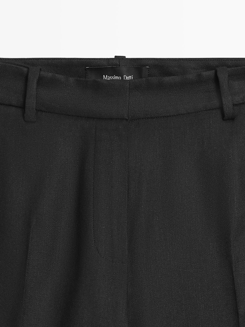 Straight-leg linen blend trousers