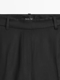 Straight-leg linen blend trousers