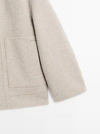 Zip-up wool blend coat
