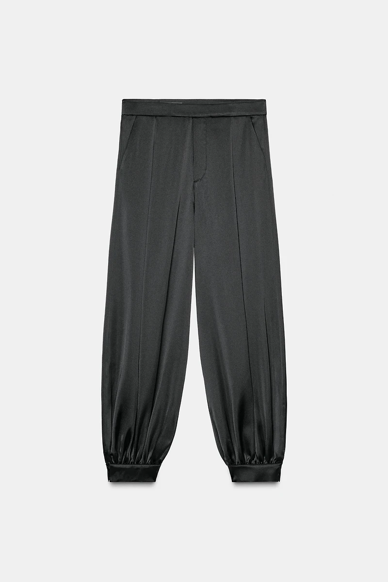 PLEATED SATIN PANTS