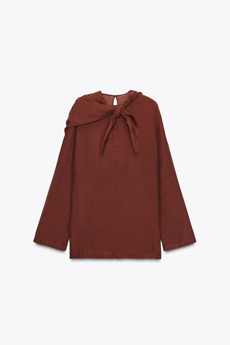 FLOWY BLOUSE WITH MULTI-POSITION SCARF ZW COLLECTION