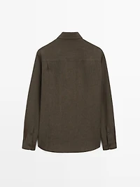 Regular fit faded linen shirt with pocket detail