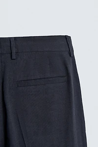PANTALON DE COSTUME À DOUBLES PLIS EN LIN ET COTON