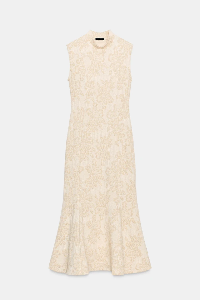 Zara METALLIC THREAD JACQUARD DRESS | Place Rosemre