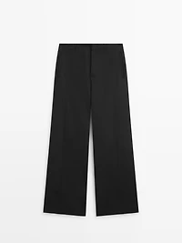 Cotton blend trousers with hem detail
