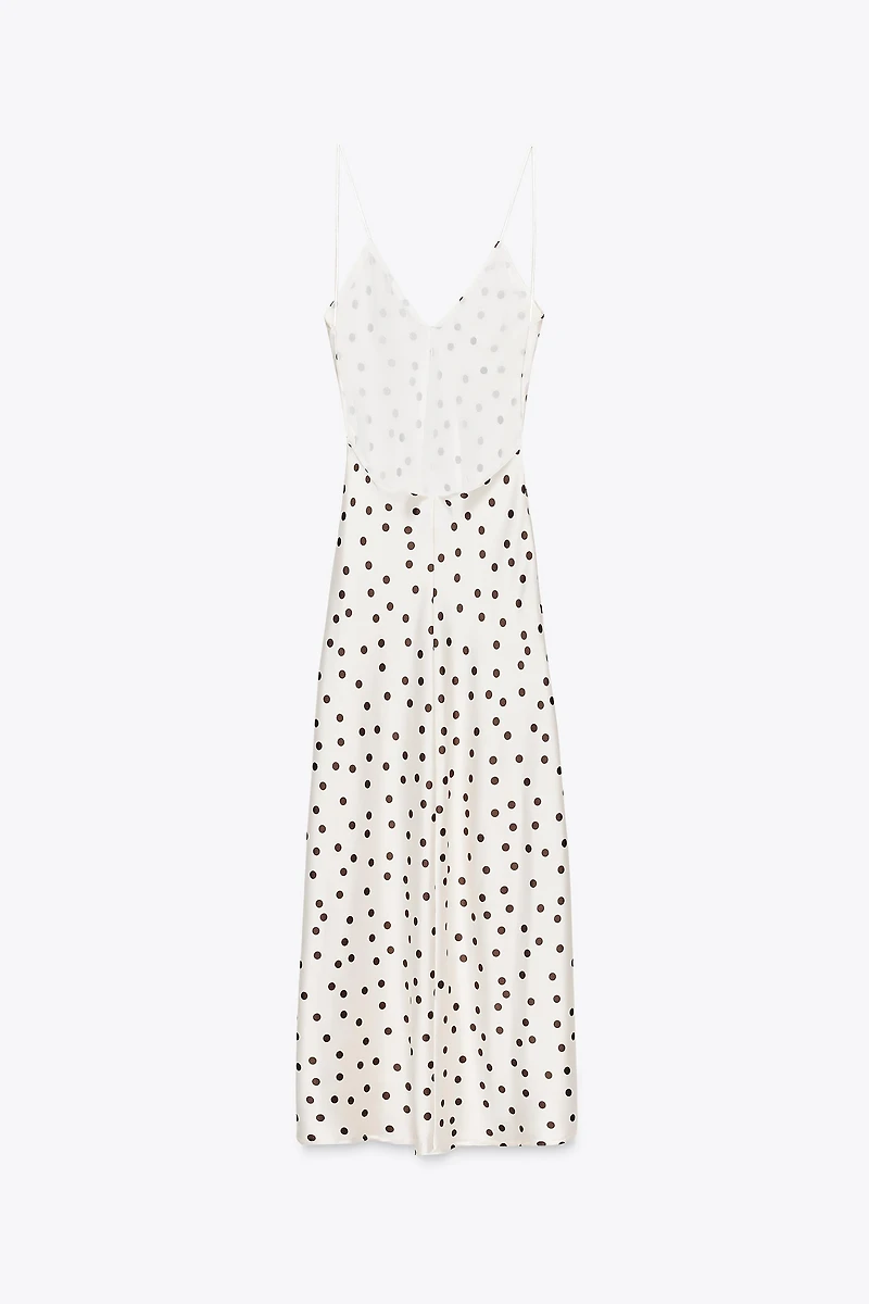 SATIN POLKA DOT MIDI DRESS