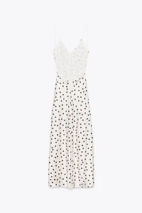 SATIN POLKA DOT MIDI DRESS