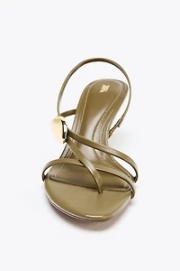 STRAPPY HEELED SANDALS WITH METAL DETAIL