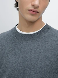 Pull à col rond en maille de laine