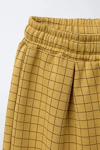 STRAIGHT FIT PLUSH PLAID PANTS