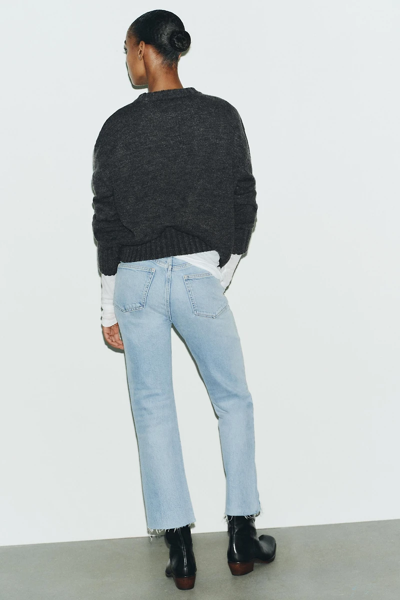 TRF HIGH-WAISTED CROPPED FLARE JEANS