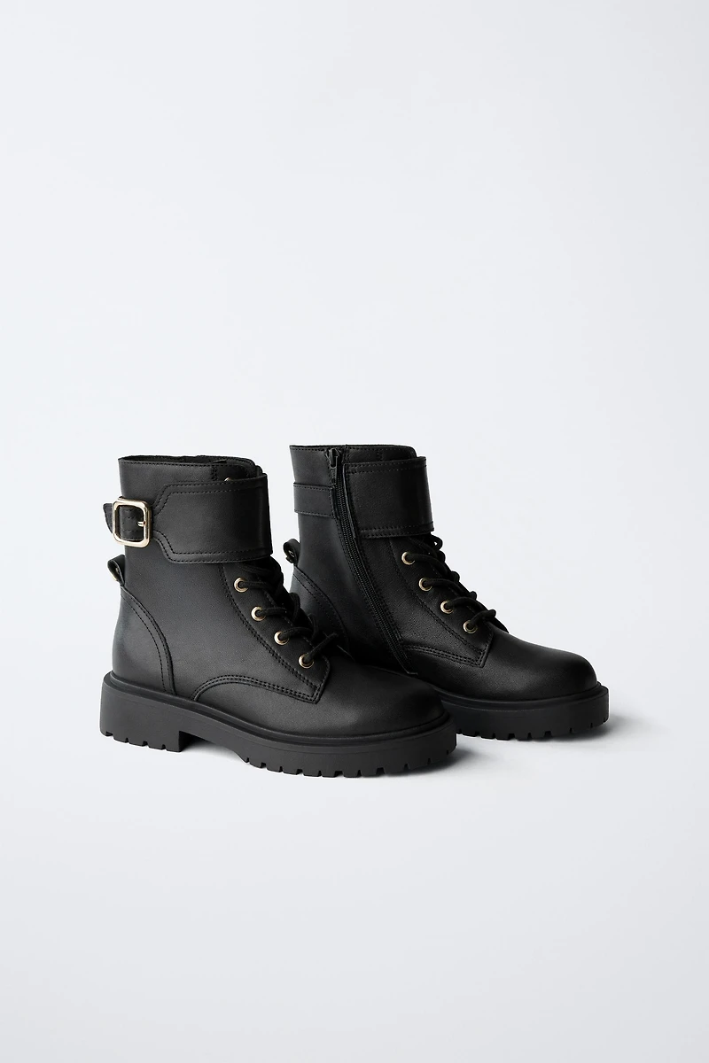 LEATHER ANKLE BOOTS WITH BUCKLE
