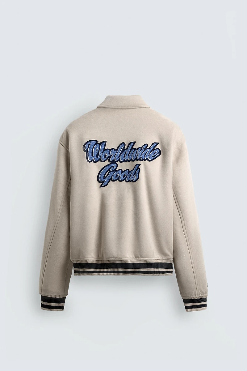 FAUX SUEDE PATCH EMBROIDERED JACKET