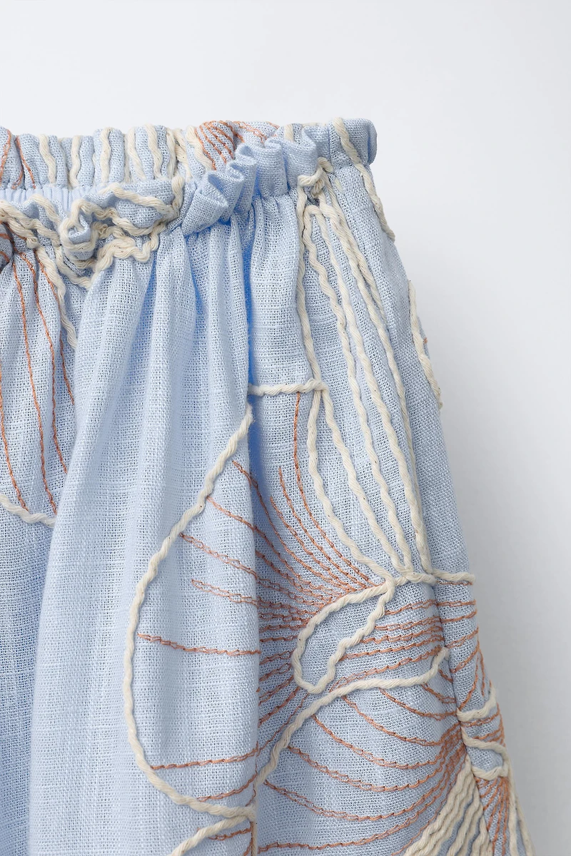 EMBROIDERED FLORAL SKIRT