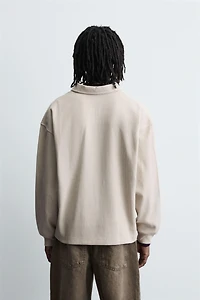 RIB KNIT TEXTURED POLO SHIRT