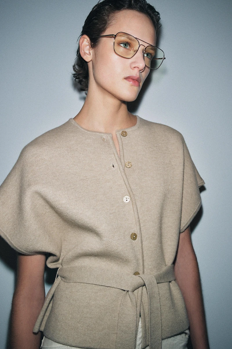 CARDINGAN CINTURÓN MANGA CORTA