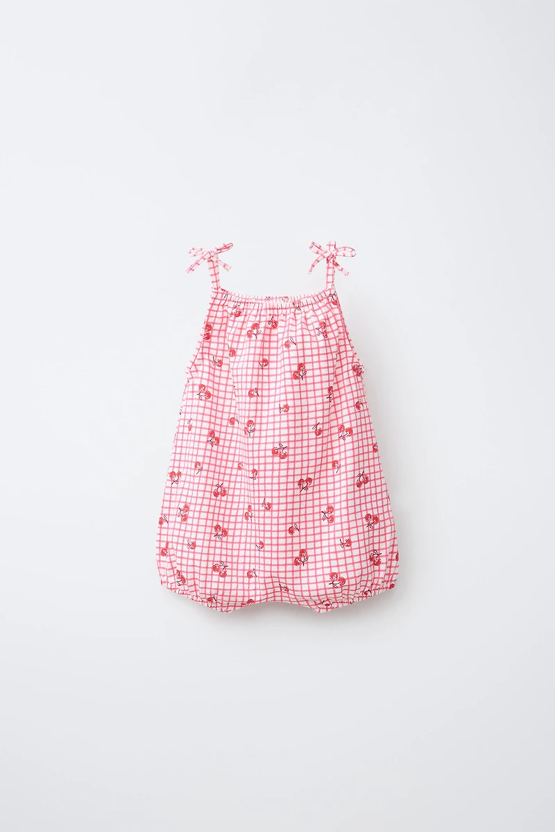 PLAID AND CHERRY ROMPER