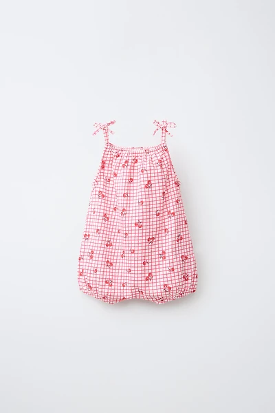 PLAID AND CHERRY ROMPER