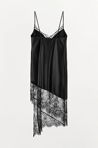 ASYMMETRIC 100% LEATHER LACE DRESS