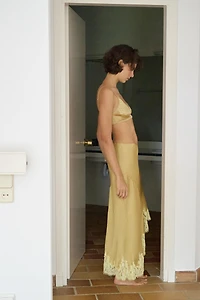 ASYMMETRIC SATIN LACE SKIRT