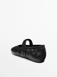 Soft stretch leather ballet flats