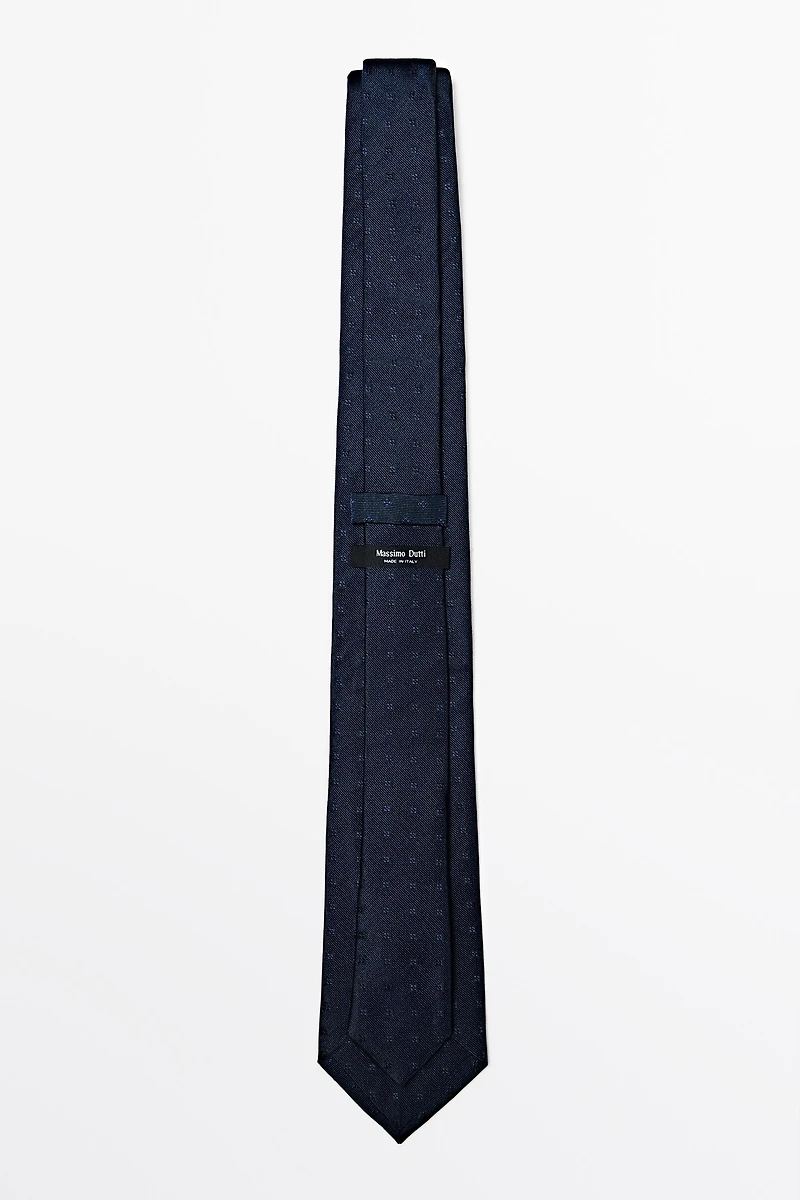100% silk tie with embroidered detail