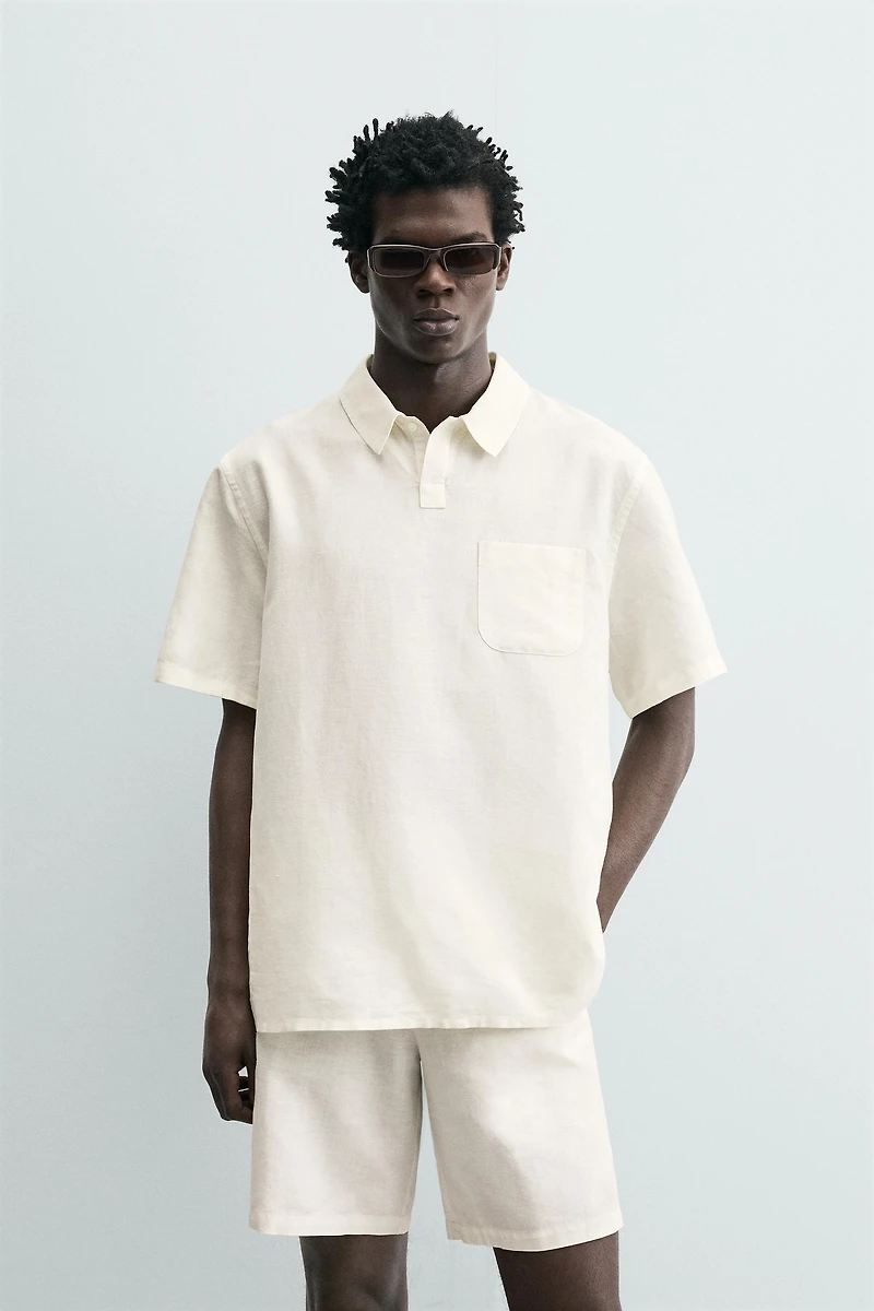 REGULAR FIT HEMP COTTON BLEND POLO