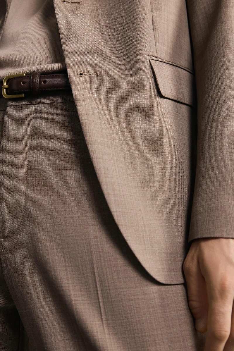 TEXTURED WOOL SUIT PANTS