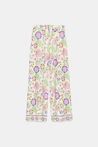FLORAL PRINT LINEN PANTS