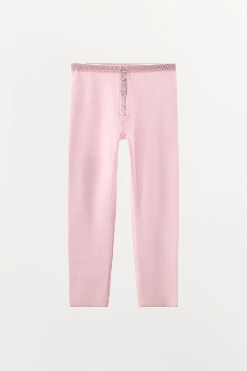 KNIT CAPRI LEGGINGS WITH BUTTONS