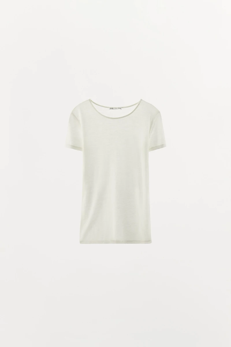 T-SHIRT UNI EN MÉLANGE DE LAINE