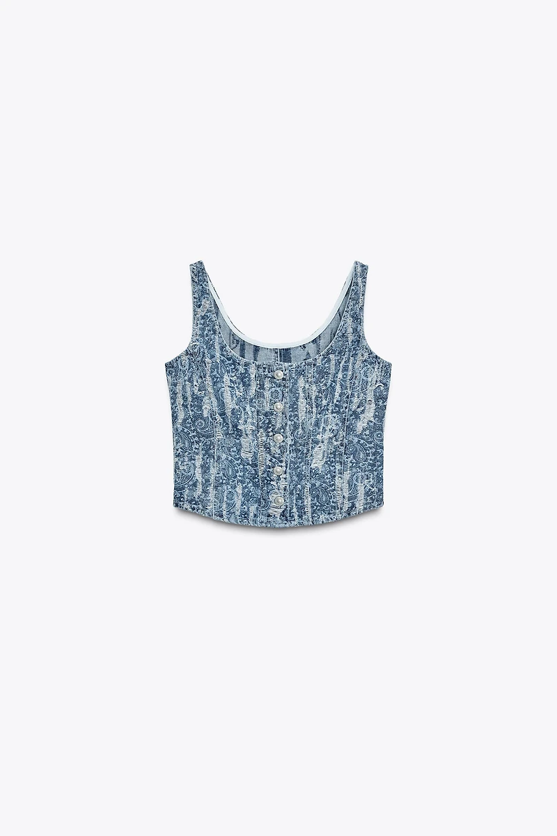 Z1975 DISTRESSED DENIM TOP