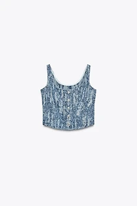 Z1975 DISTRESSED DENIM TOP