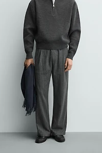 PINSTRIPE PLEATED PANTS