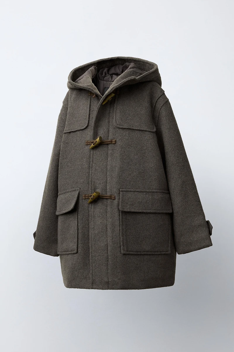 CLOTH DUFFEL COAT WITH WOOL