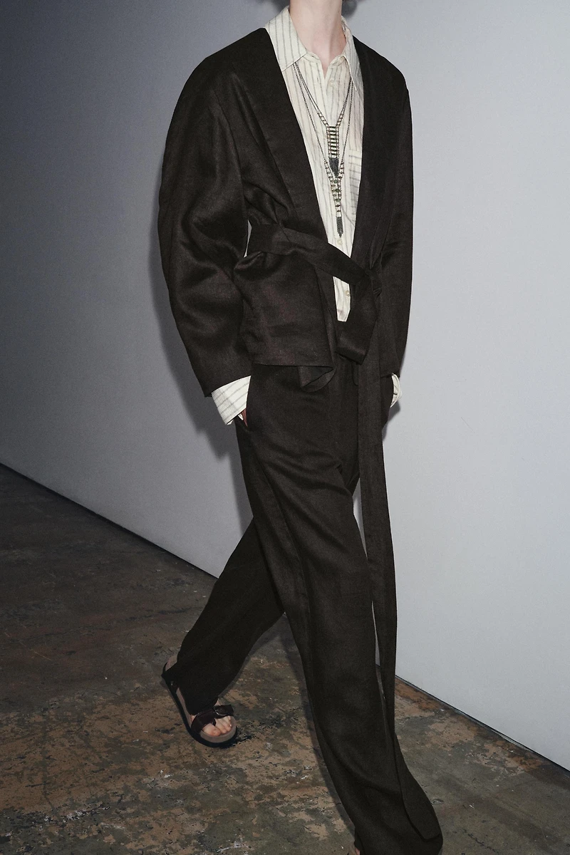 ZW COLLECTION LINEN BELTED KIMONO