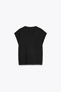 WASHED EFFECT SLEEVELESS T-SHIRT