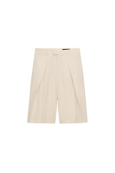 PLEATED WOOL BLEND SHORTS ZW COLLECTION LIMITED EDITION