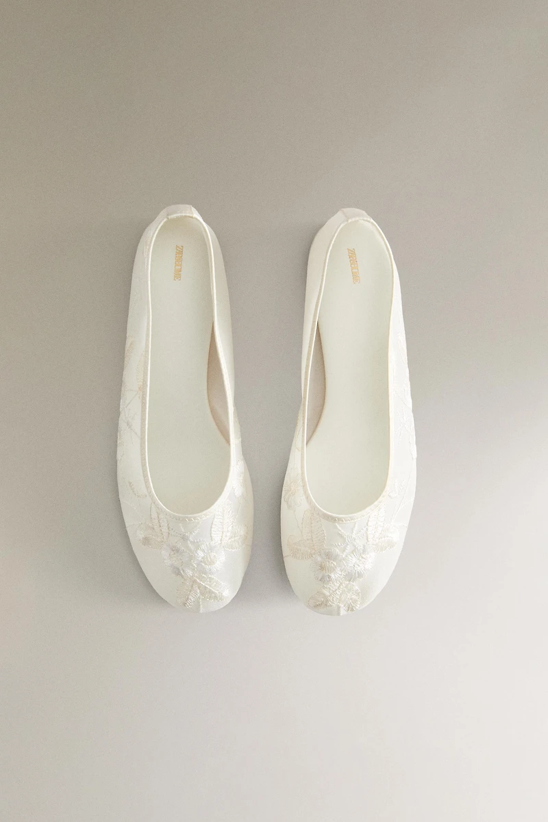 EMBROIDERED ORGANZA BALLET FLATS
