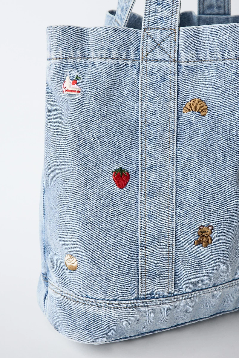 SAC SHOPPER EN DENIM BRODÉ