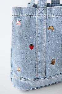 SAC SHOPPER EN DENIM BRODÉ