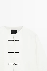 100% linen flowing shirt with button detail