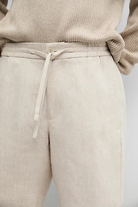 Linen Bermuda shorts with elasticated waistband