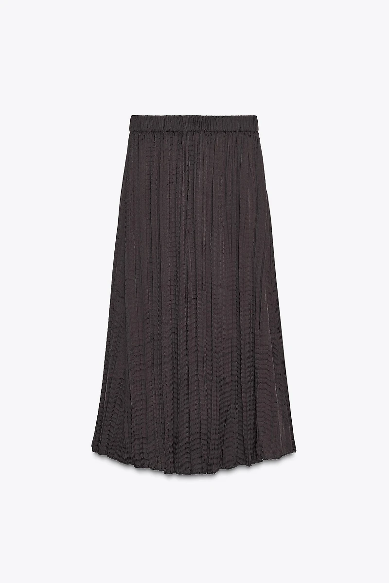 WRINKLED EFFECT SATIN SKIRT