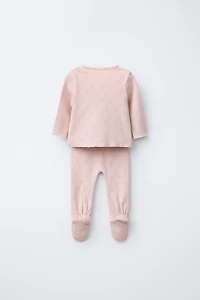 POINTELLE HEART LAYETTE SET AND BAG