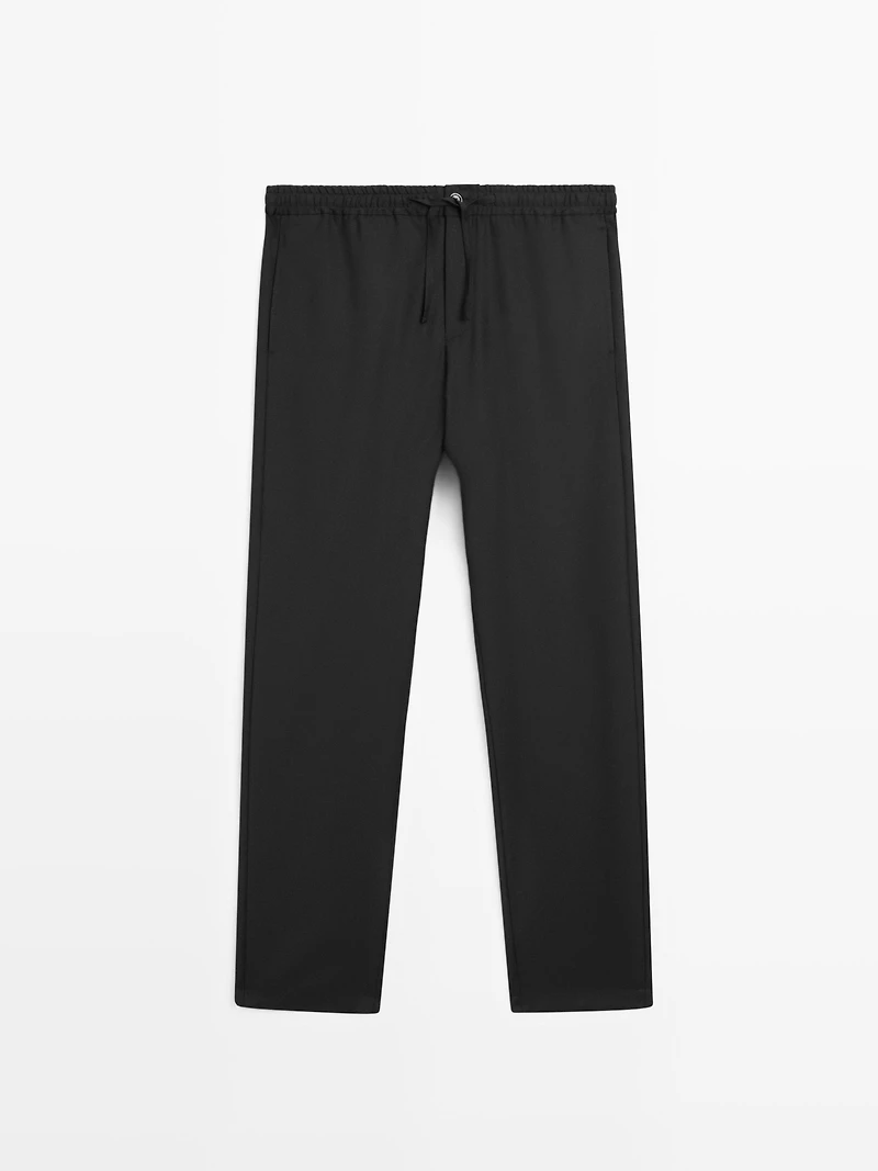 Pantalon relaxed fit 100 % laine