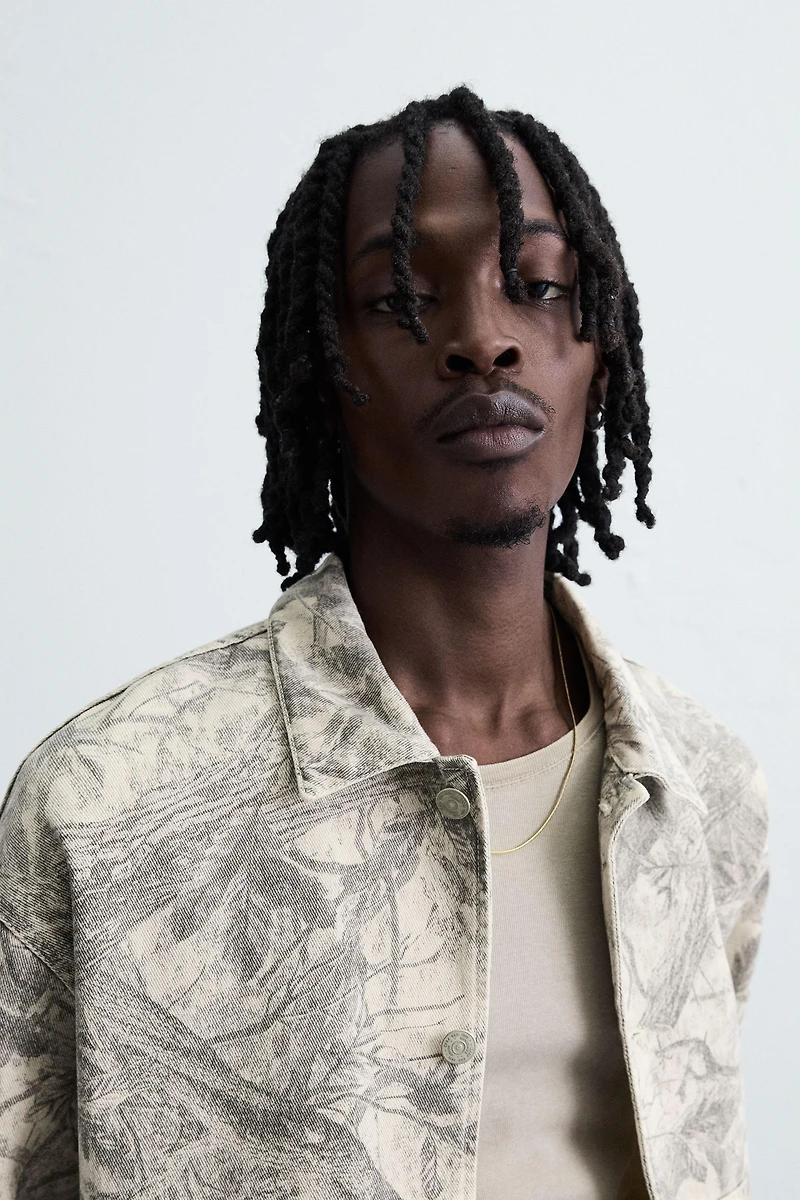 WASHED ABSTRACT PRINT OVERSHIRT