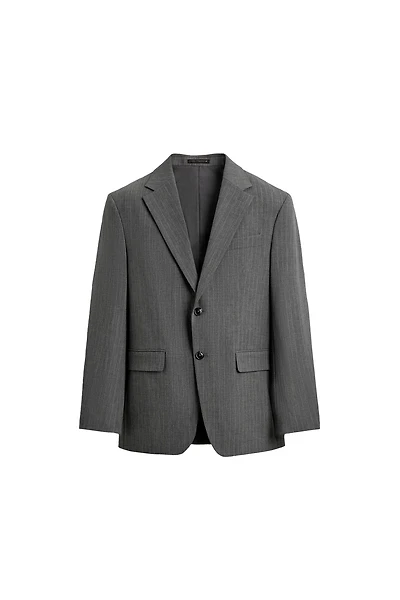 WOOL BLEND PINSTRIPE SUIT BLAZER