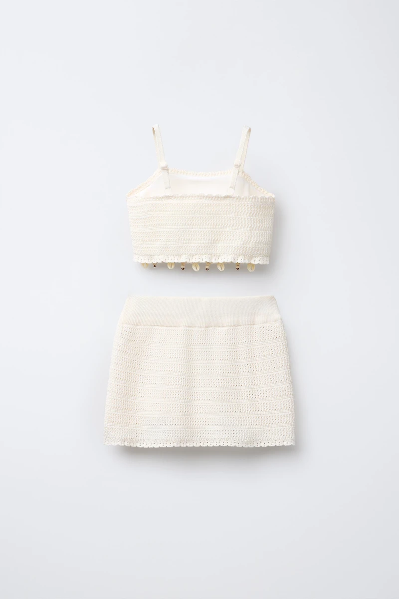 SHELL STITCH TOP AND SKIRT SET