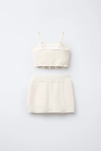 SHELL STITCH TOP AND SKIRT SET